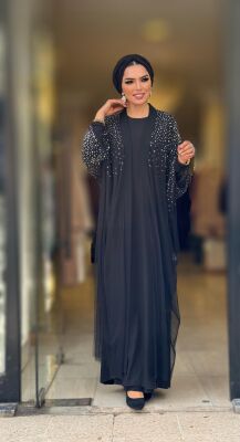 9009 YARASA KOL ABAYA TAKIM SİYAH - 5